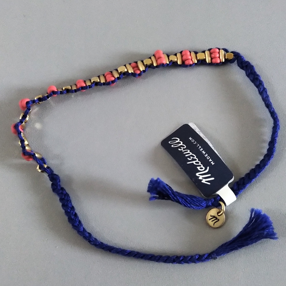Blue Beaded Tie Bracelet